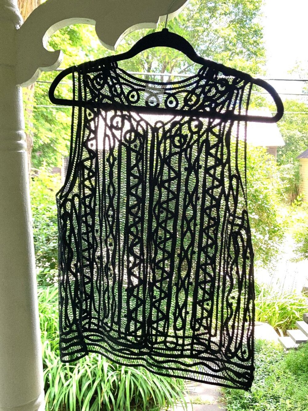 Garnet Hill Silk Lace Black Vest
